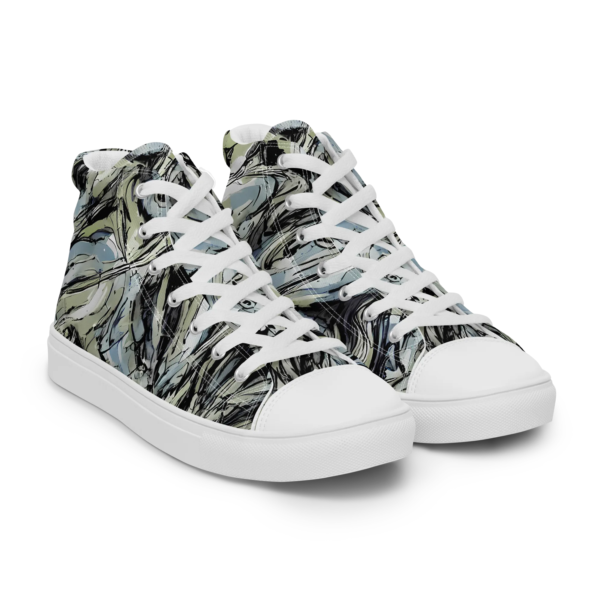 Marble Nocturne on Men's High Top Canvas Shoes — Right Front