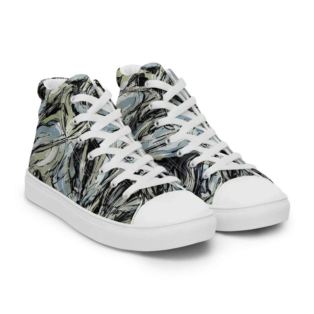Marble Nocturne on Men's High Top Canvas Shoes — Right Front