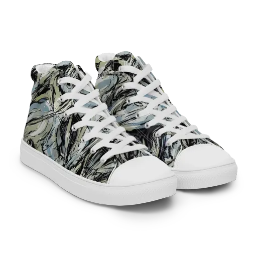 Marble Nocturne on a Men's High Top Canvas Shoes