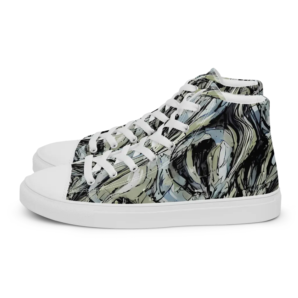 Marble Nocturne on Men's High Top Canvas Shoes — Left
