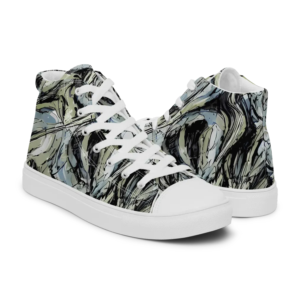 Marble Nocturne on Men's High Top Canvas Shoes — Right
