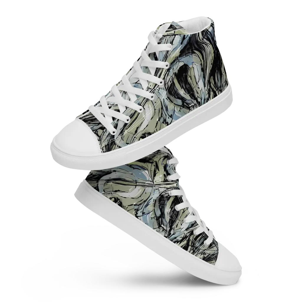 Marble Nocturne on Men's High Top Canvas Shoes — Front