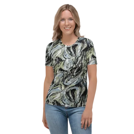 Marble Nocturne on a Women's Crew Neck T-Shirt