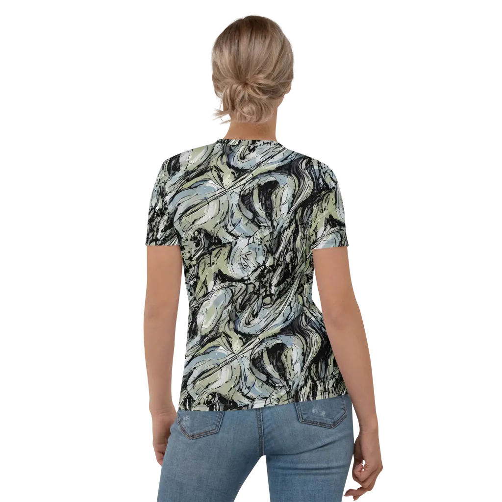 Marble Nocturne on Women's Crew Neck T-Shirt — Back