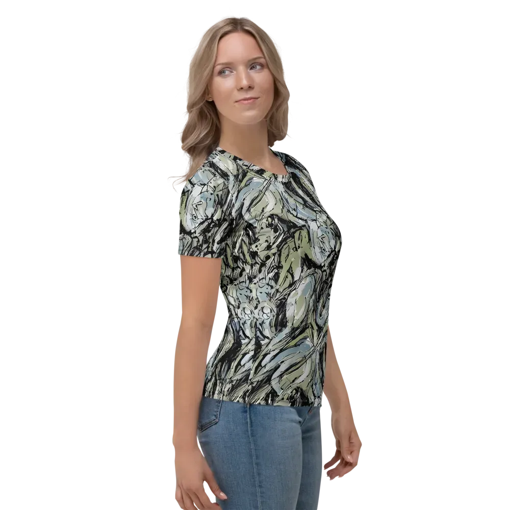 Marble Nocturne on Women's Crew Neck T-Shirt — Right