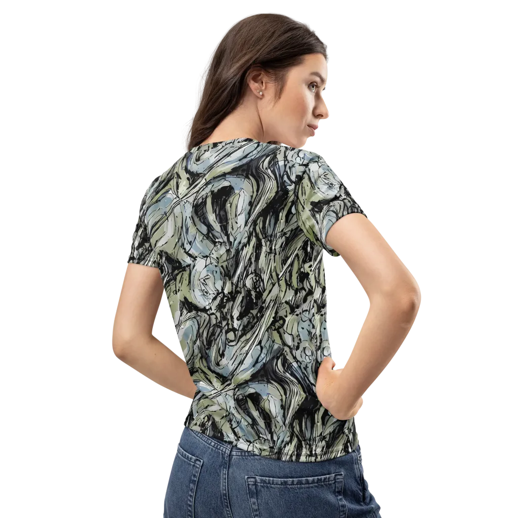 Marble Nocturne on Women's Crew Neck T-Shirt — Back