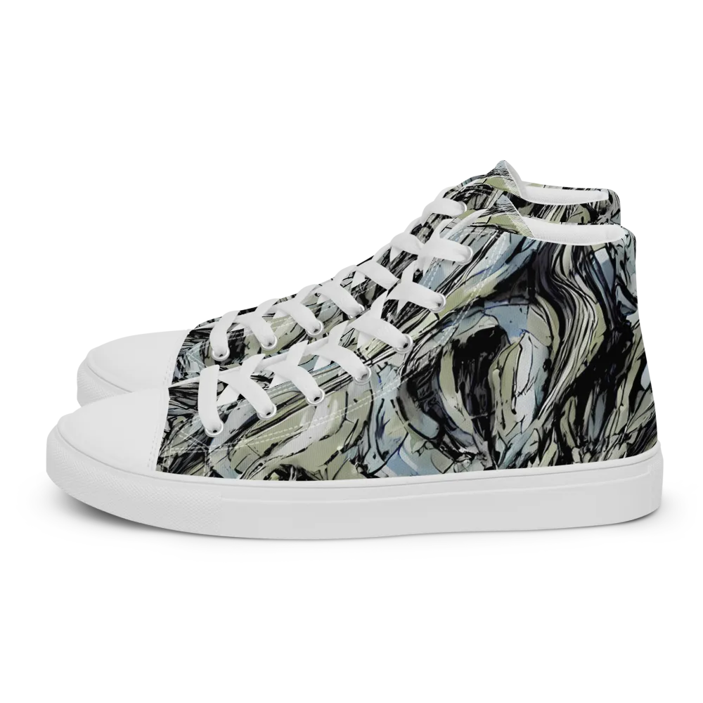 Marble Nocturne on Women's High Top Canvas Shoes — Left