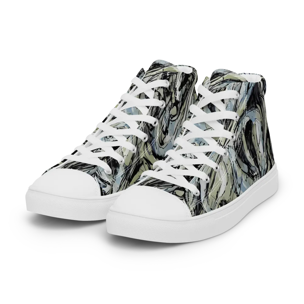 Marble Nocturne on Women's High Top Canvas Shoes — Left Front
