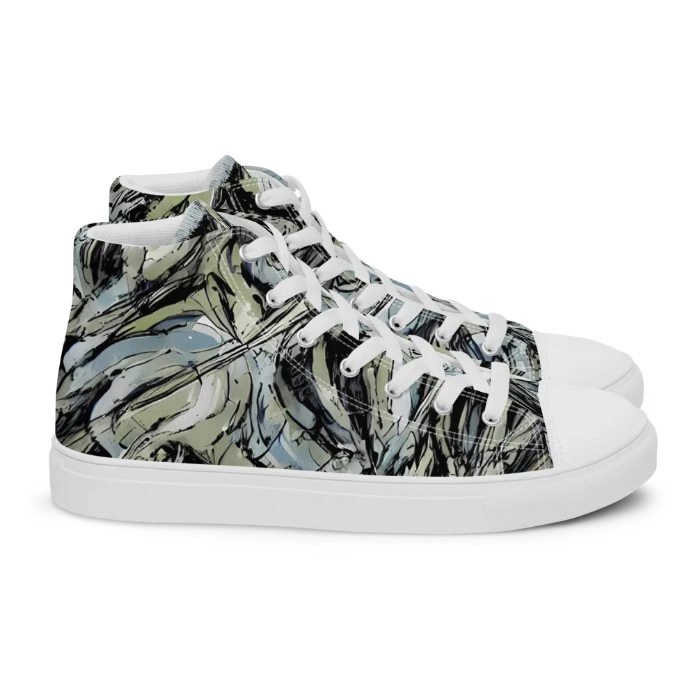 Marble Nocturne on Women's High Top Canvas Shoes — Right