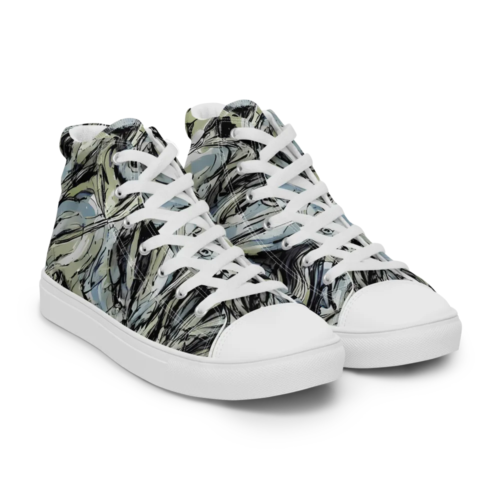 Marble Nocturne on Women's High Top Canvas Shoes — Right Front