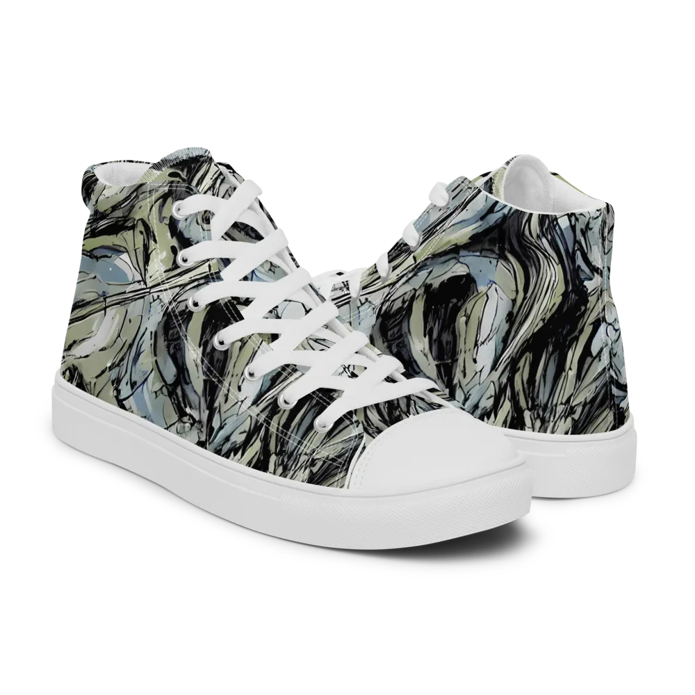 Marble Nocturne on Women's High Top Canvas Shoes — Right