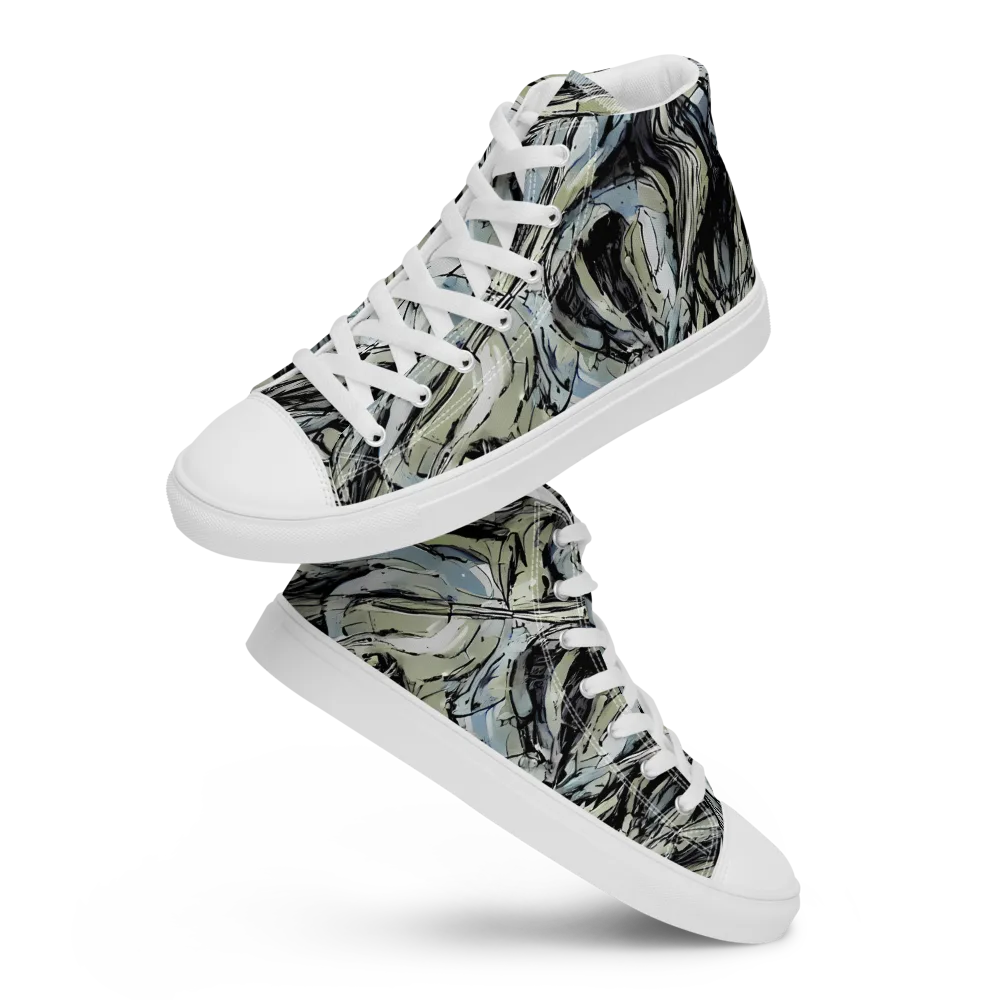 Marble Nocturne on Women's High Top Canvas Shoes — Front