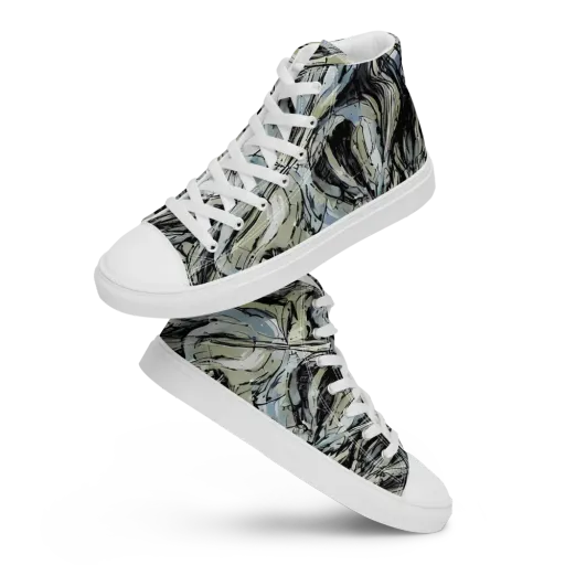 Marble Nocturne on a Women's High Top Canvas Shoes