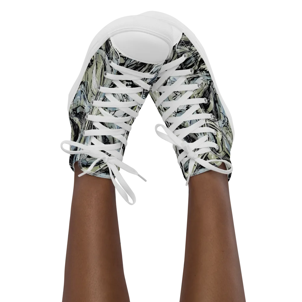 Marble Nocturne on Women's High Top Canvas Shoes — Front