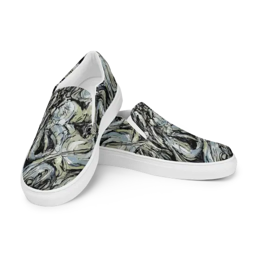 Marble Nocturne on a Men's Slip-On Canvas Shoes