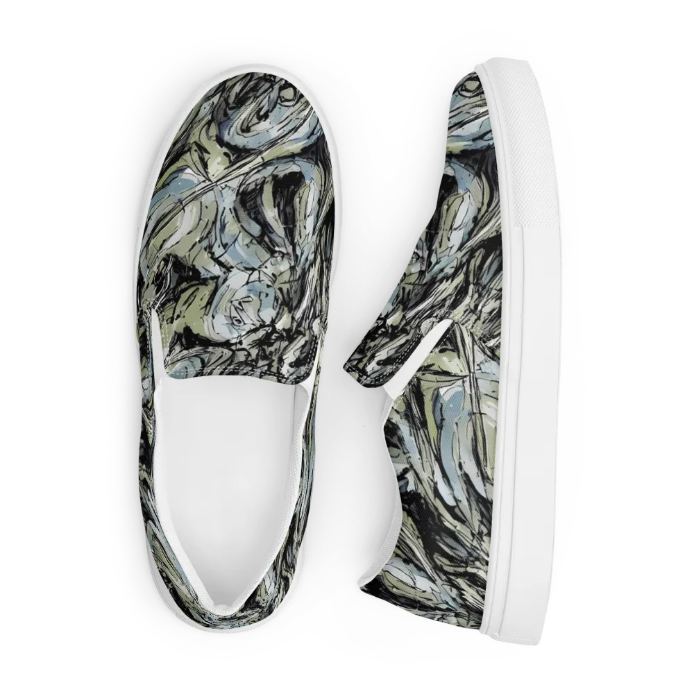 Marble Nocturne on Men's Slip-On Canvas Shoes — Front