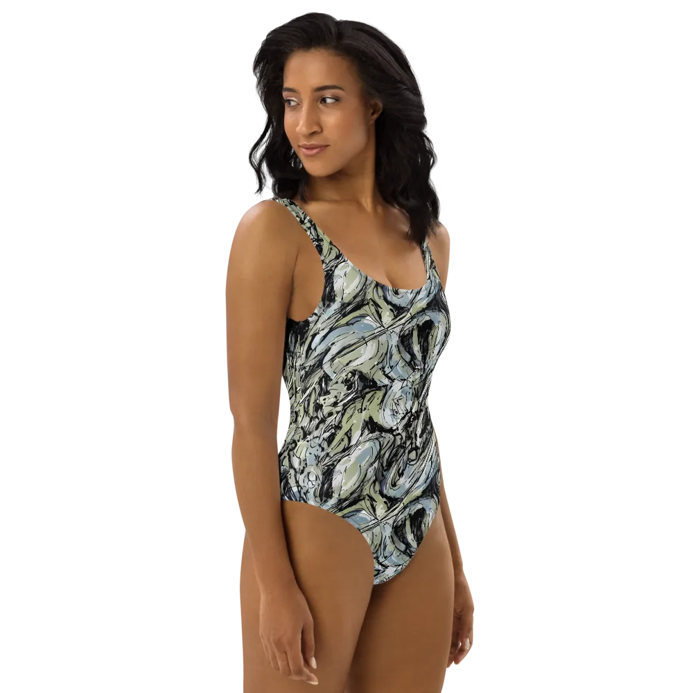 Marble Nocturne on One-Piece Swimsuit — Right