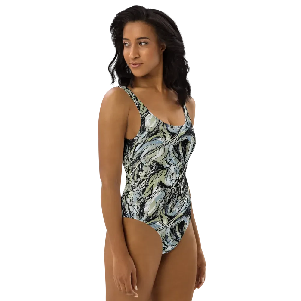 Marble Nocturne on One-Piece Swimsuit — Right
