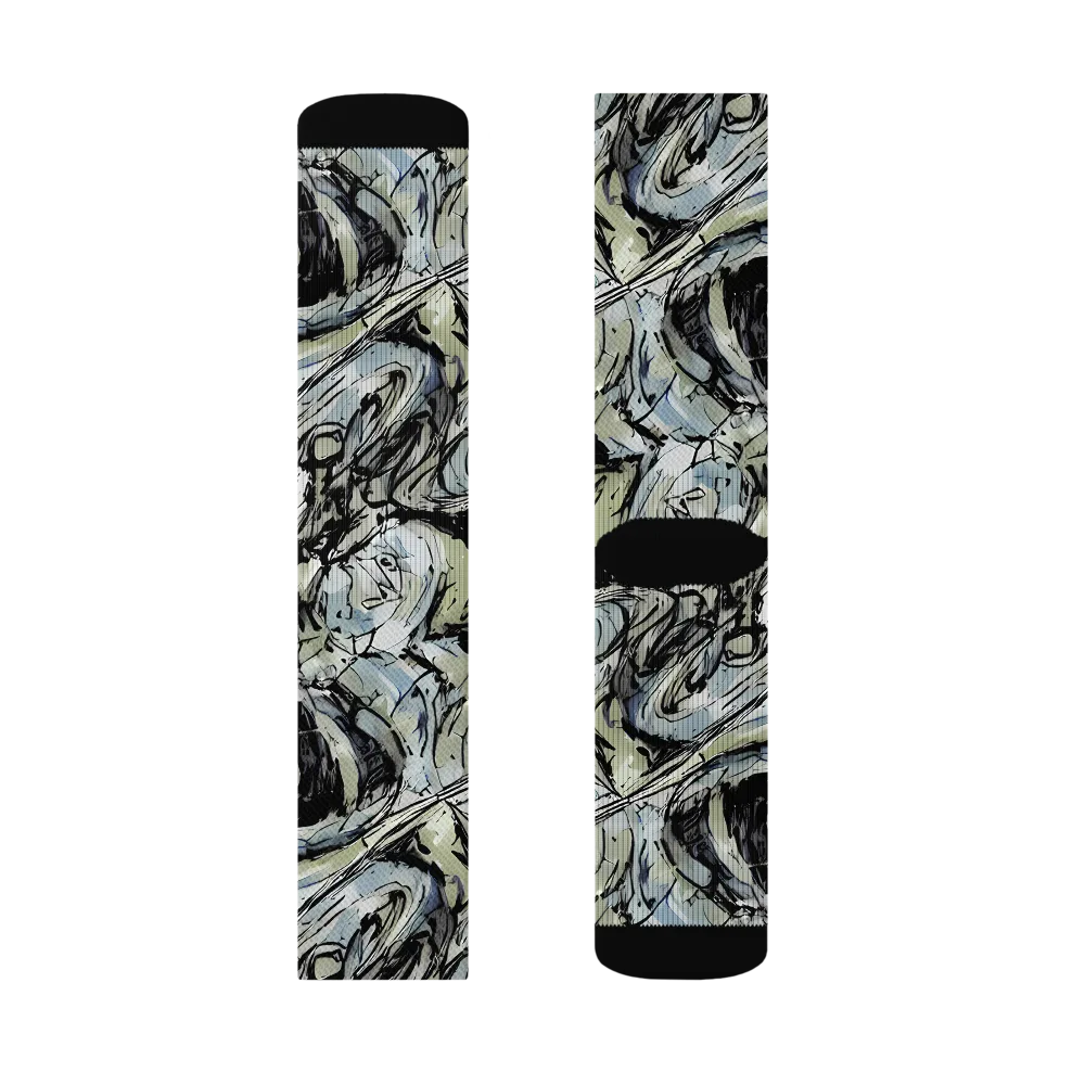 Marble Nocturne on Socks — Left Sock