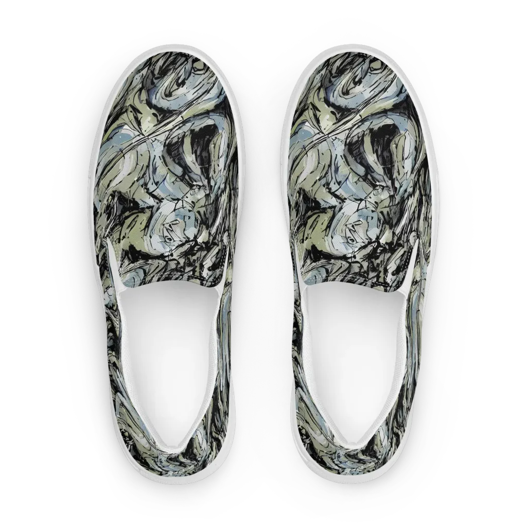 Marble Nocturne on Women's Slip-On Canvas Shoes — Front