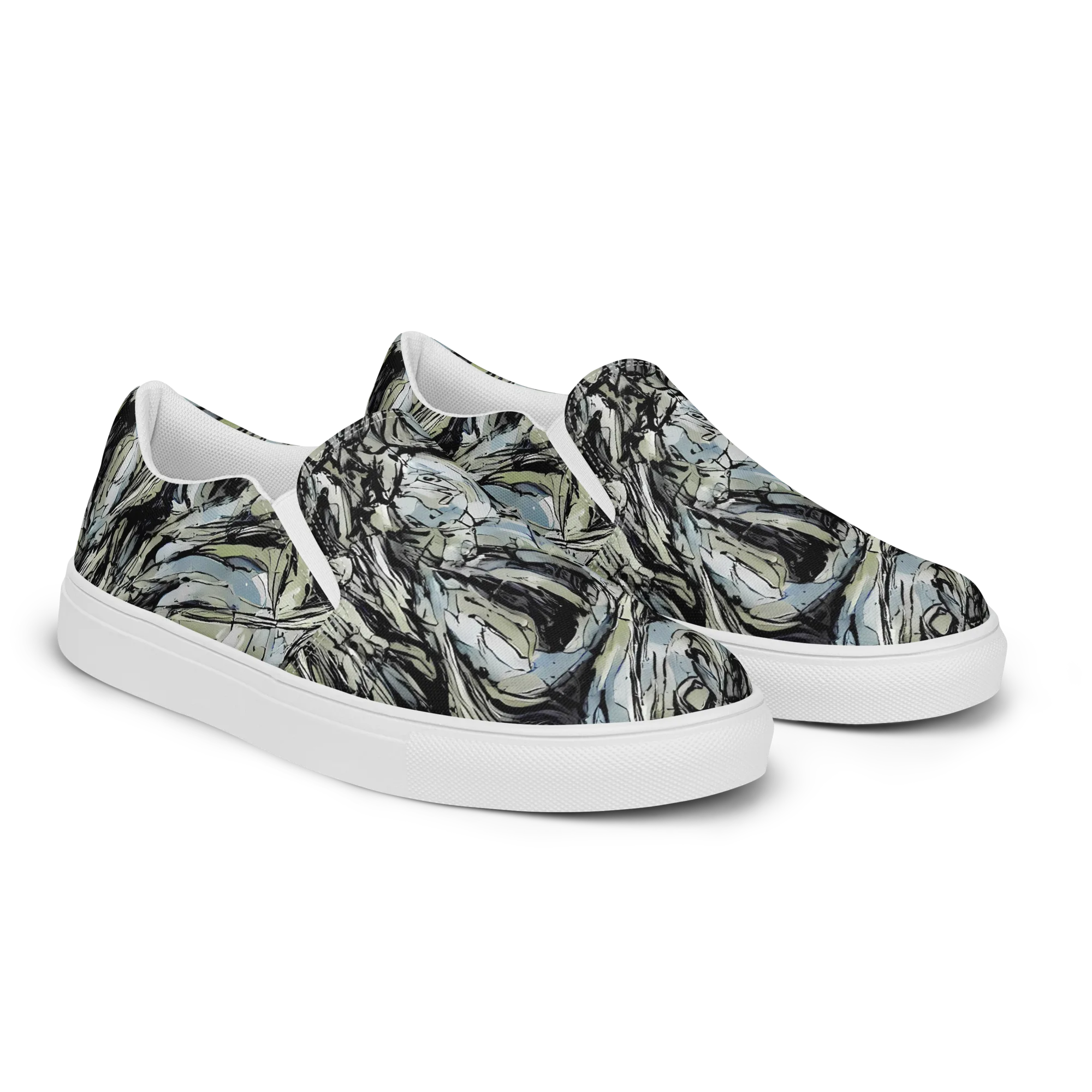 Marble Nocturne on Women's Slip-On Canvas Shoes — Right Front