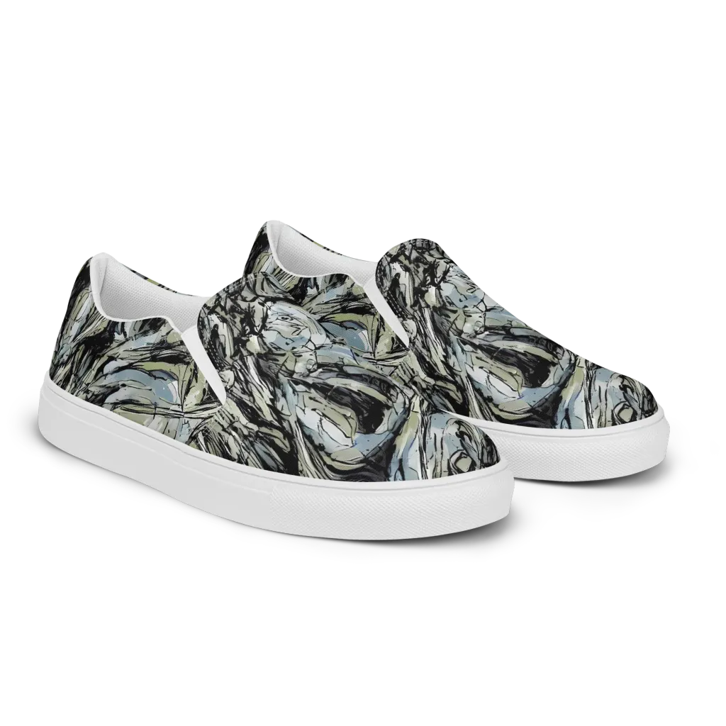 Marble Nocturne on Women's Slip-On Canvas Shoes — Right Front