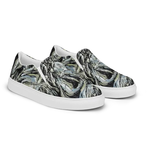 Marble Nocturne on a Women's Slip-On Canvas Shoes