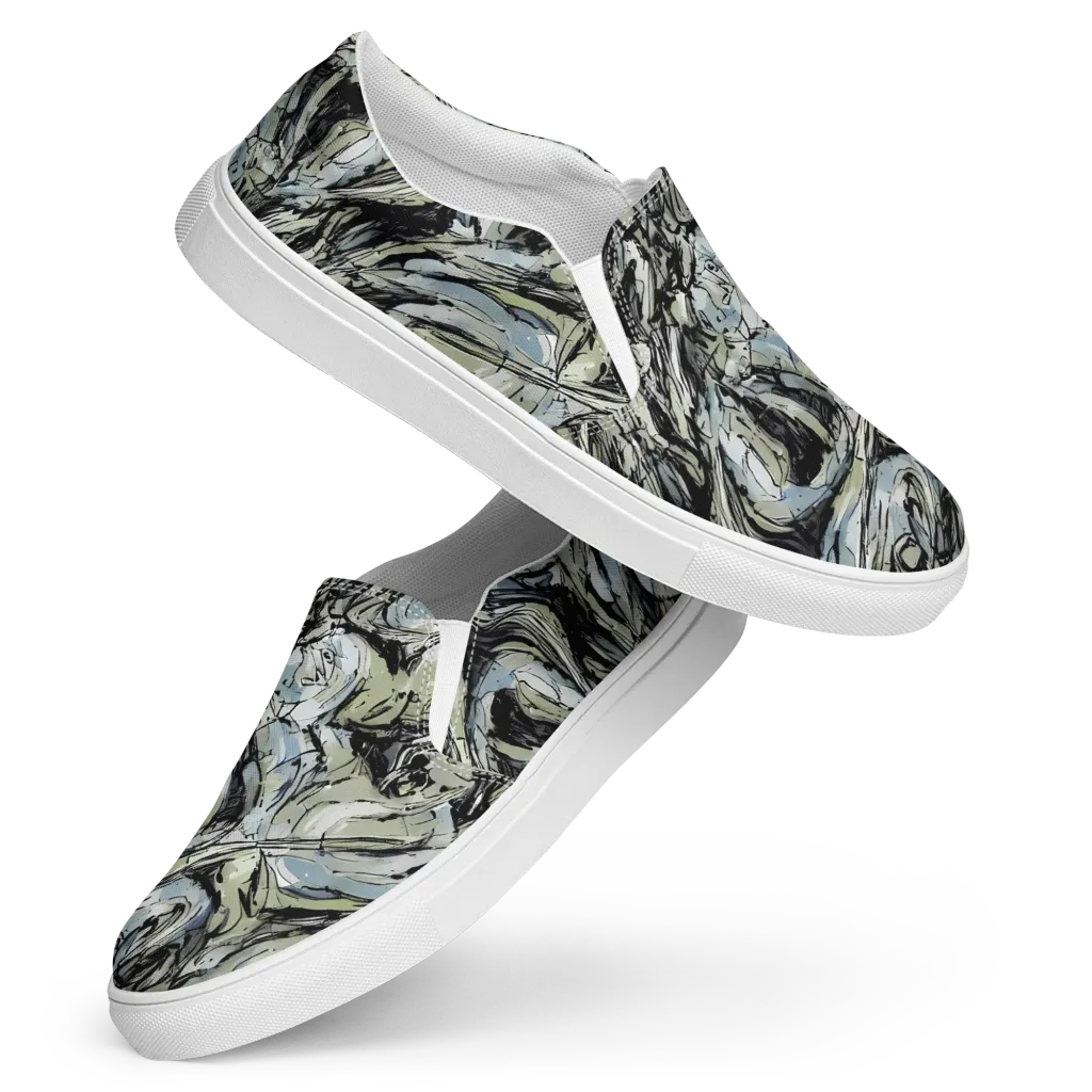 Marble Nocturne on Women's Slip-On Canvas Shoes — Front