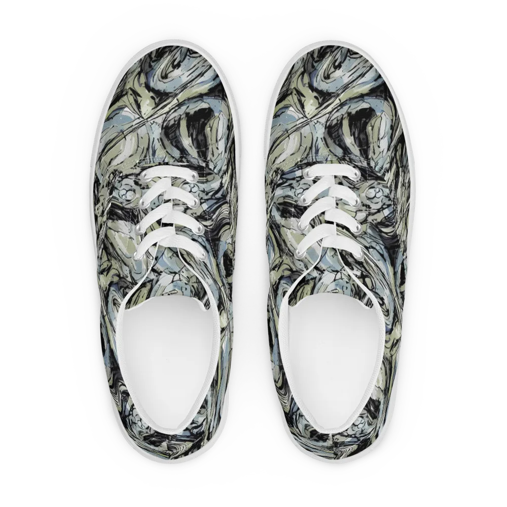 Marble Nocturne on Men's Lace-Up Canvas Shoes — Front