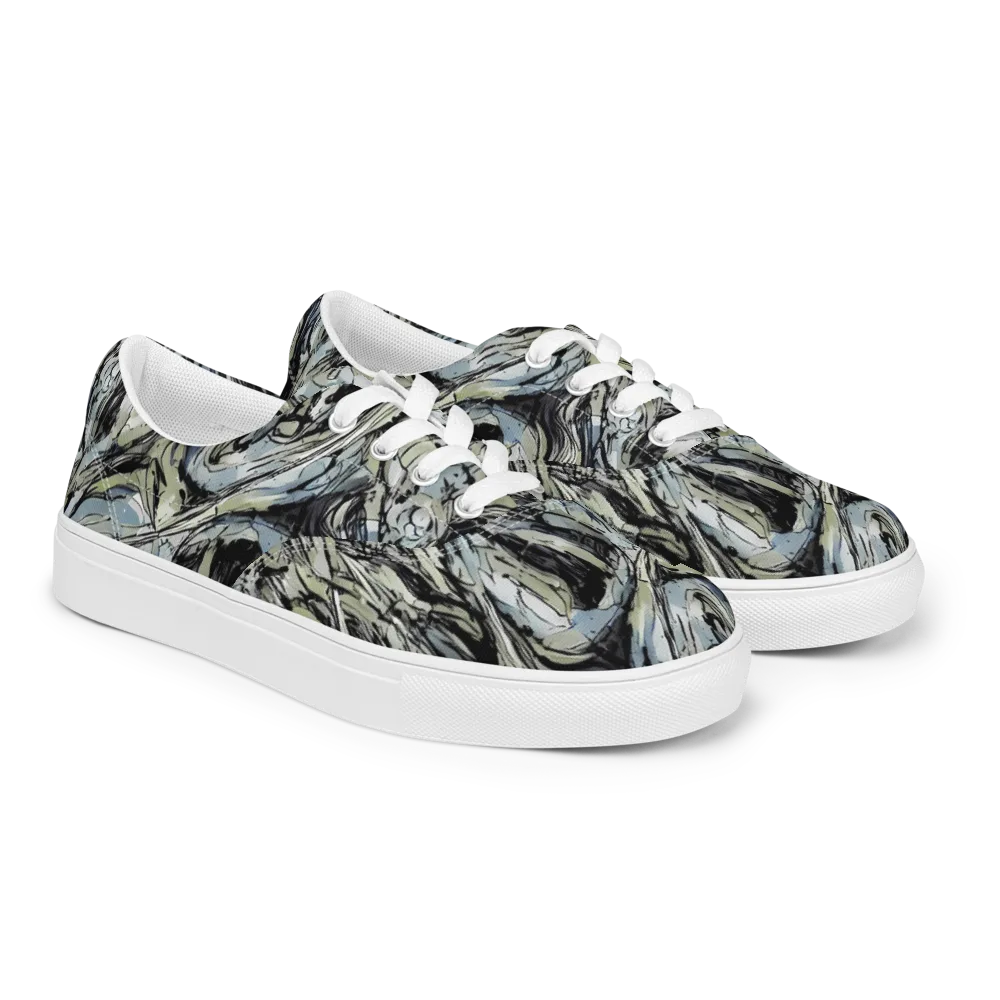 Marble Nocturne on Men's Lace-Up Canvas Shoes — Right Front