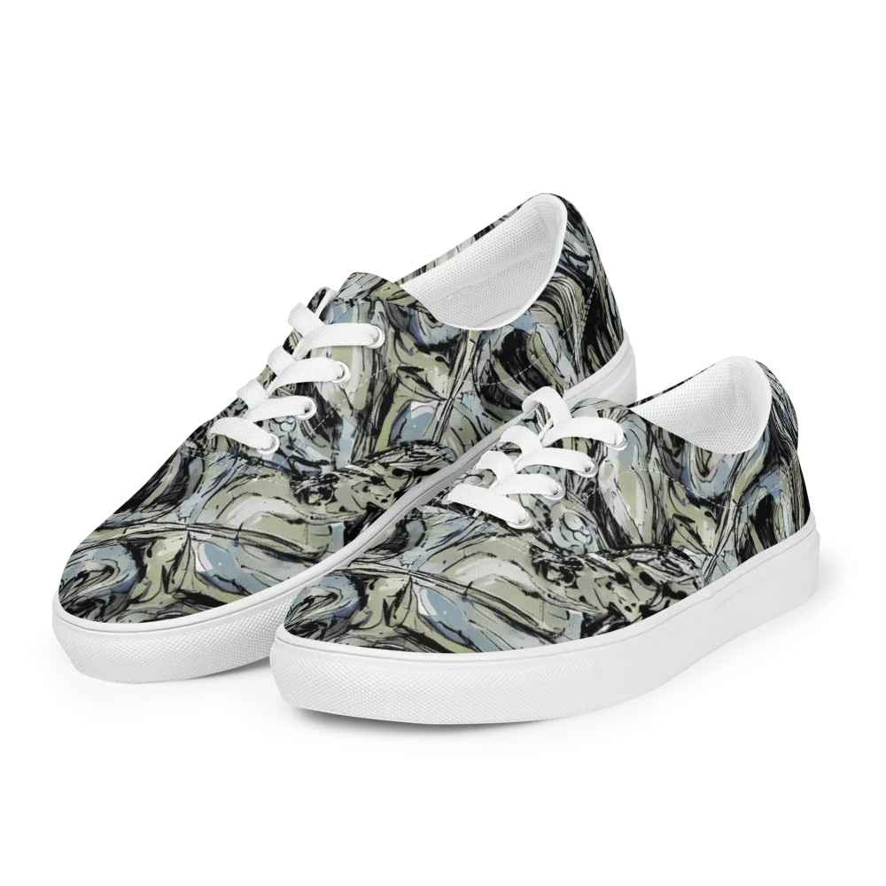 Marble Nocturne on Men's Lace-Up Canvas Shoes — Left Front