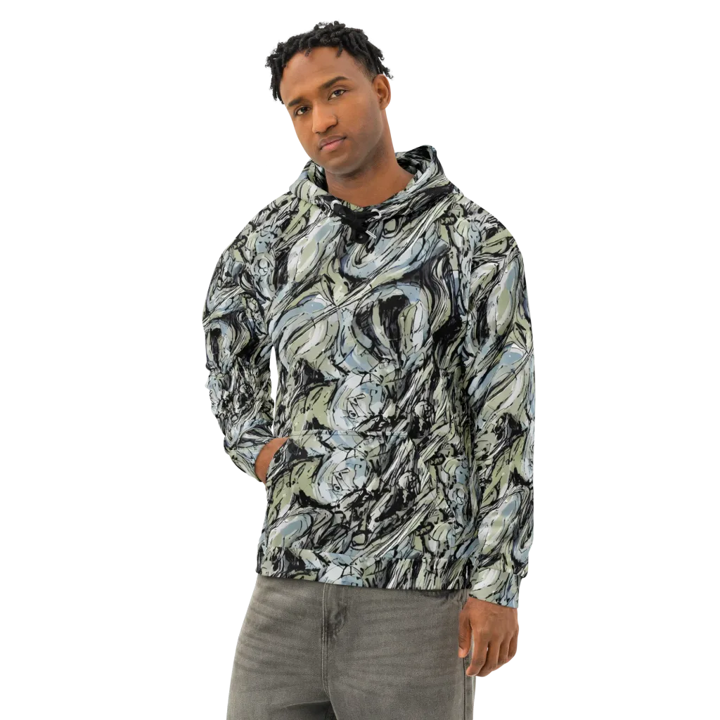 Marble Nocturne on Cotton Hoodie — Left Front
