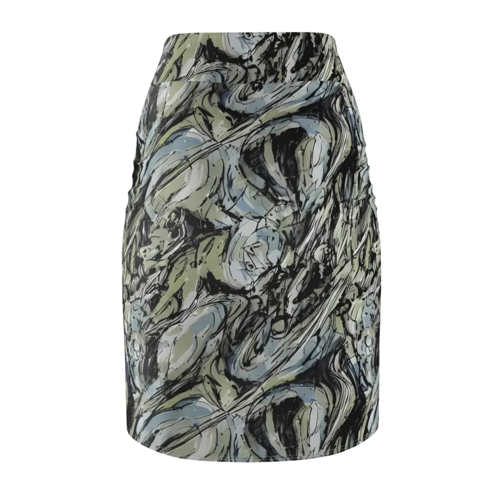 Marble Nocturne on Pencil Skirt — Back