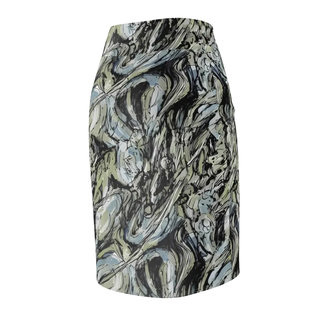 Marble Nocturne on Pencil Skirt — Back Side
