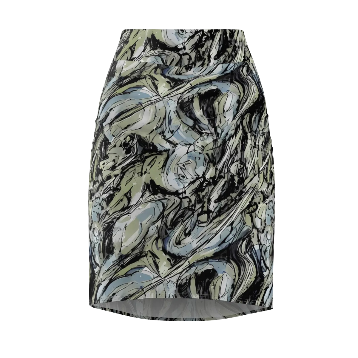 Marble Nocturne on Pencil Skirt — Front