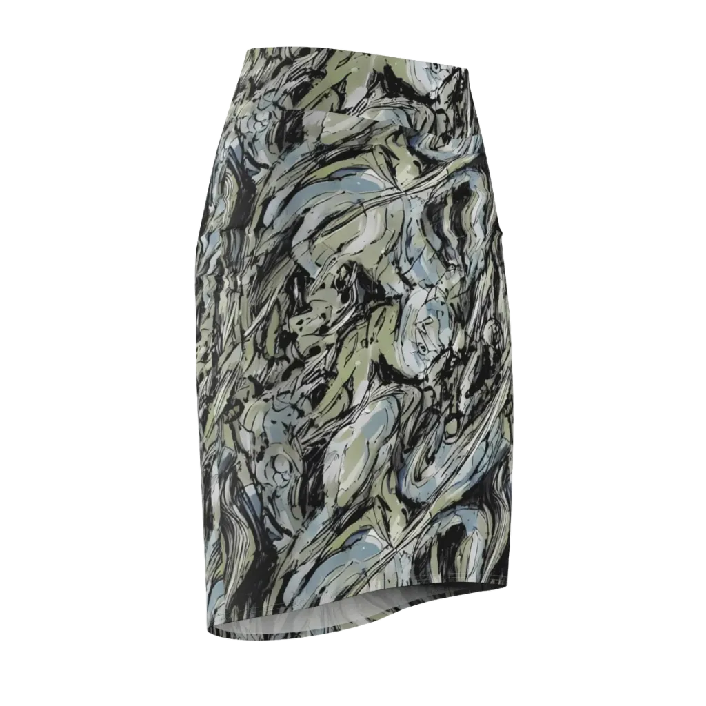 Marble Nocturne on Pencil Skirt — Front Side