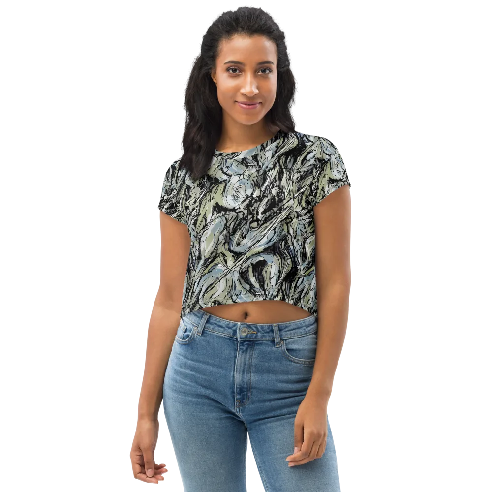 Marble Nocturne on Crop Tee — Front