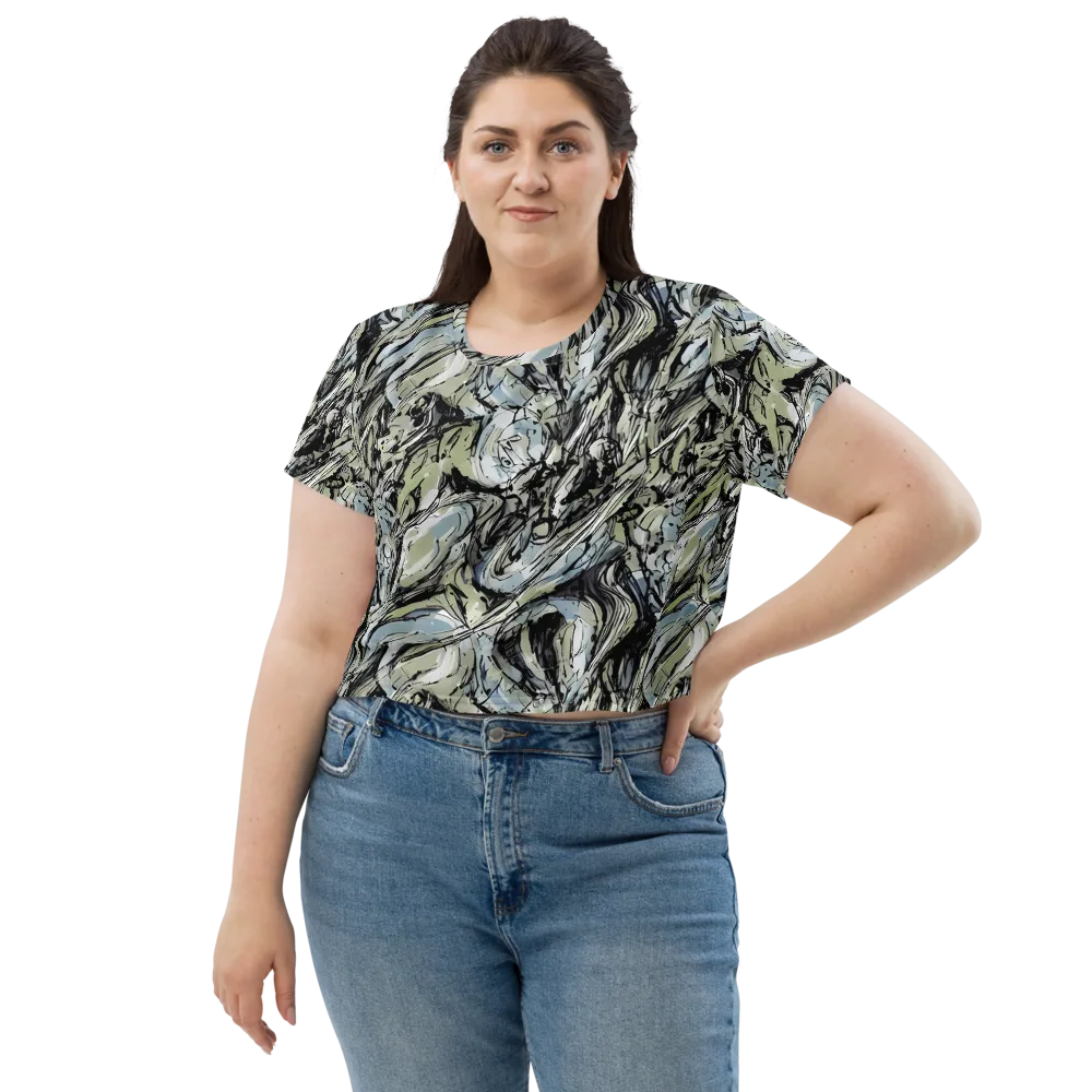 Marble Nocturne on Crop Tee — Front