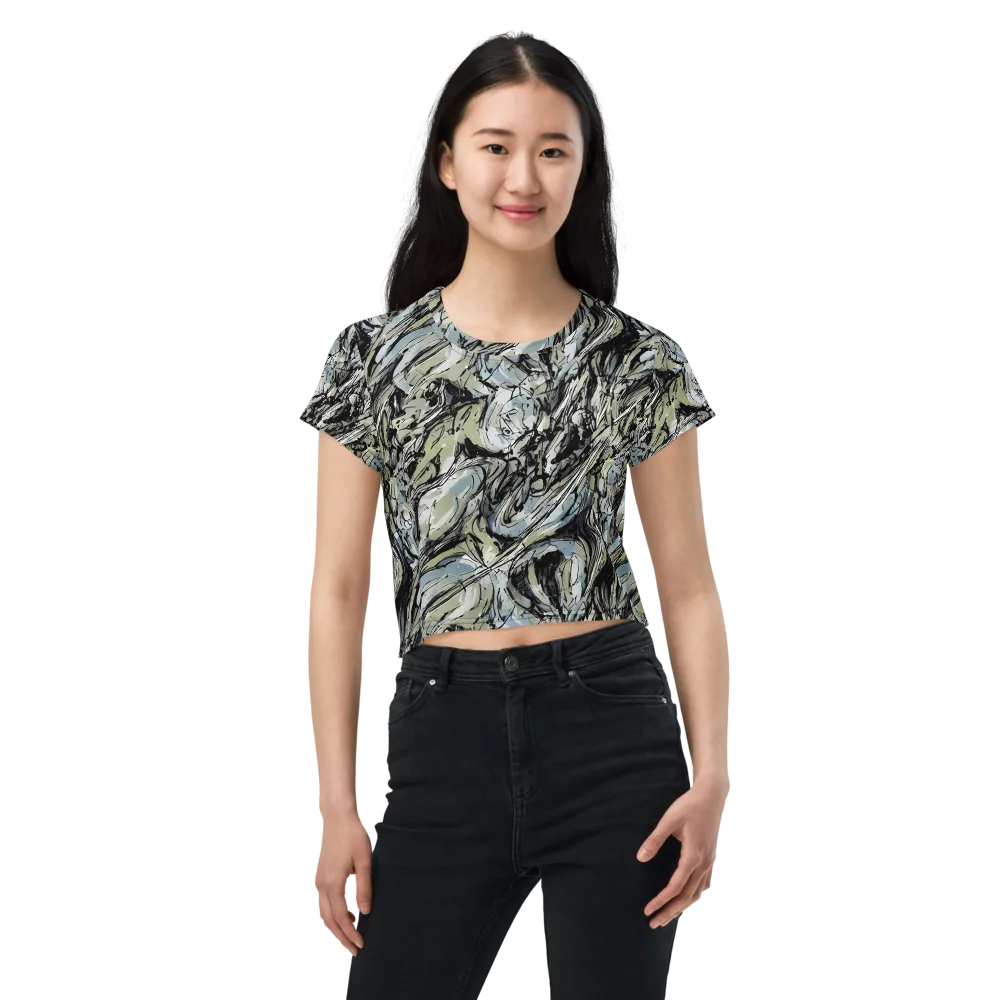 Marble Nocturne on Crop Tee — Front