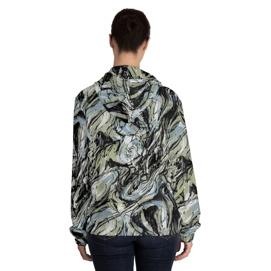 Marble Nocturne on Women's Full-Zip Hoodie — Back On Person