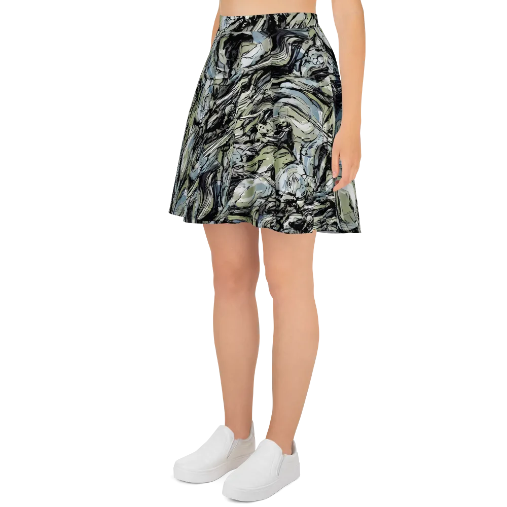 Marble Nocturne on Skater Skirt — Left