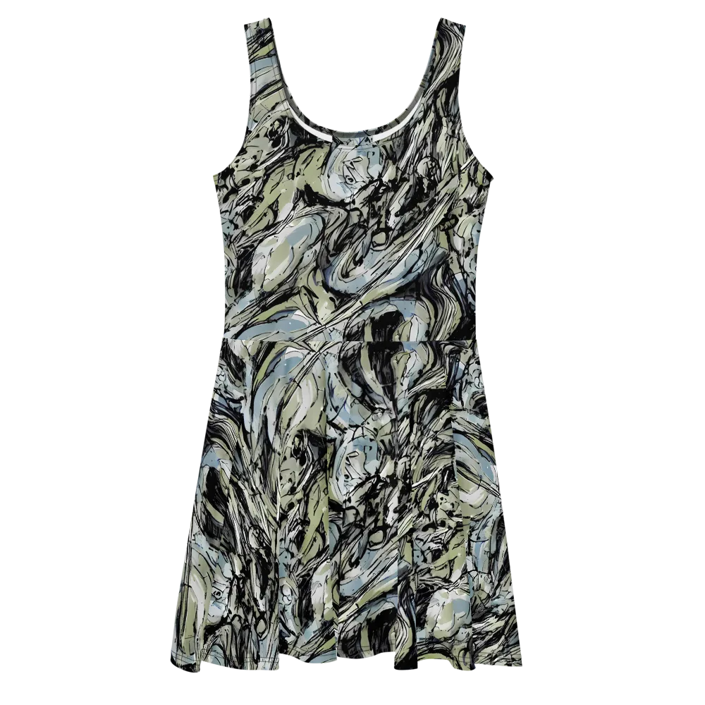 Marble Nocturne on Skater Dress — Front