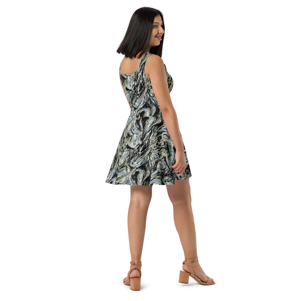 Marble Nocturne on Skater Dress — Right