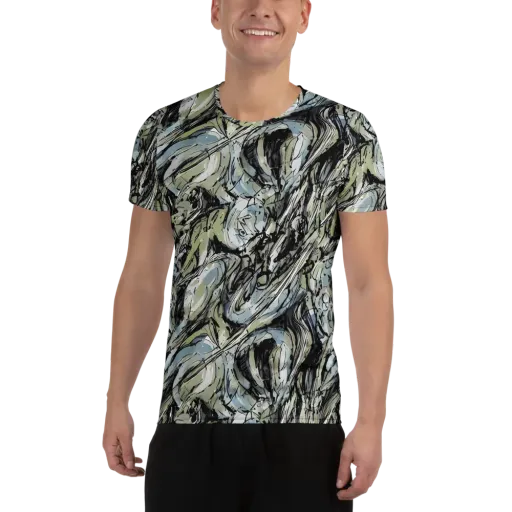 Marble Nocturne on a Men's Athletic T-Shirt