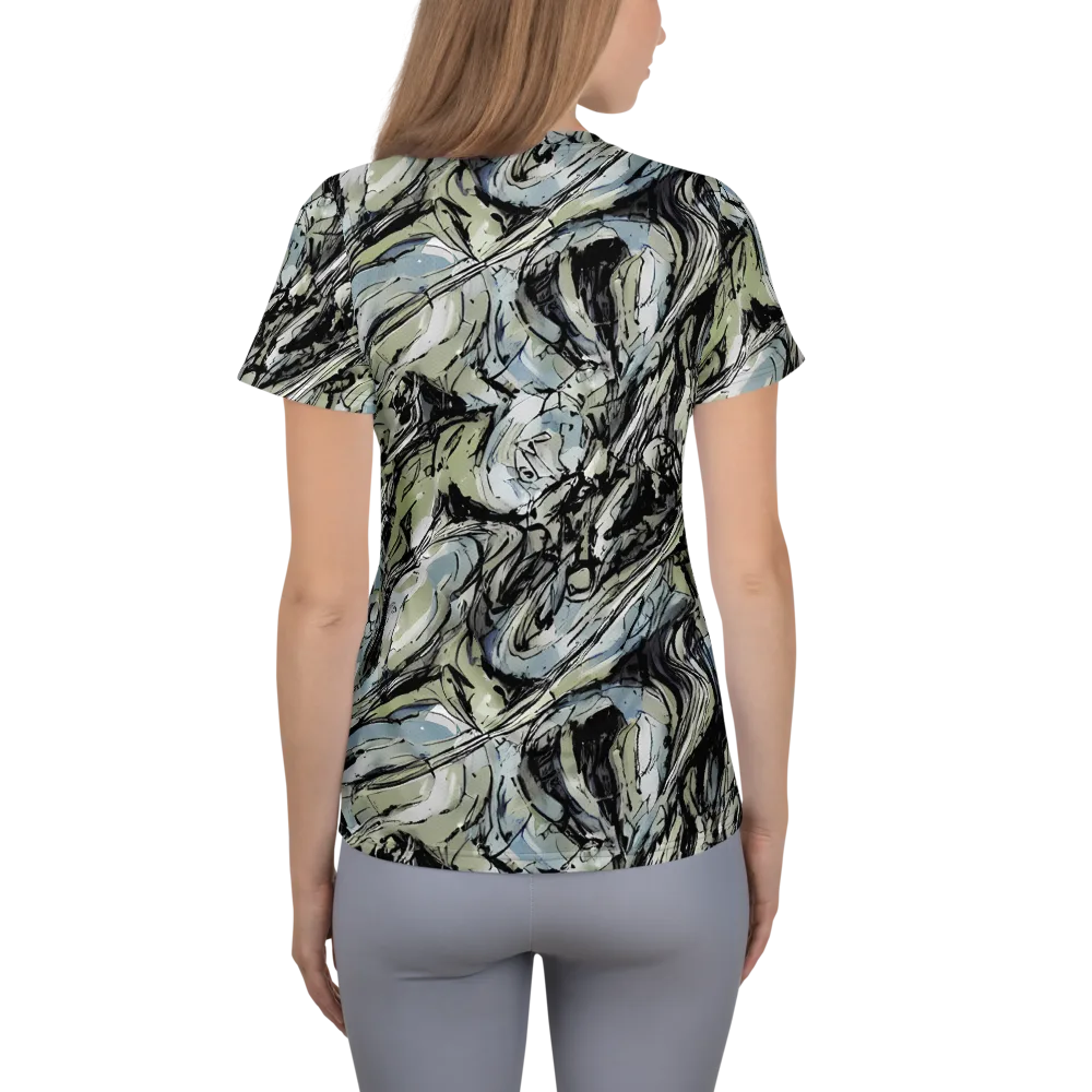 Marble Nocturne on Women's Athletic T-Shirt — Back