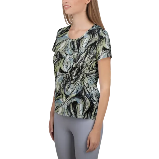 Marble Nocturne on a Women's Athletic T-Shirt