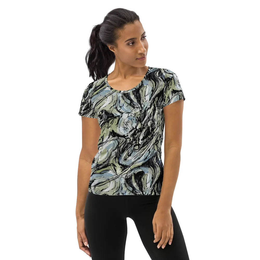 Marble Nocturne on Women's Athletic T-Shirt — Front