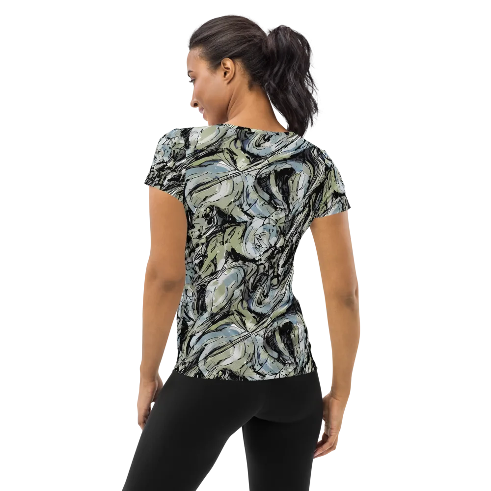 Marble Nocturne on Women's Athletic T-Shirt — Back