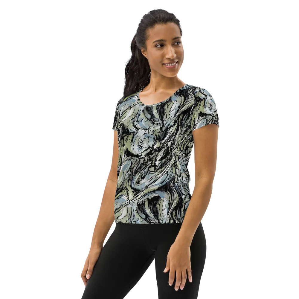Marble Nocturne on Women's Athletic T-Shirt — Left