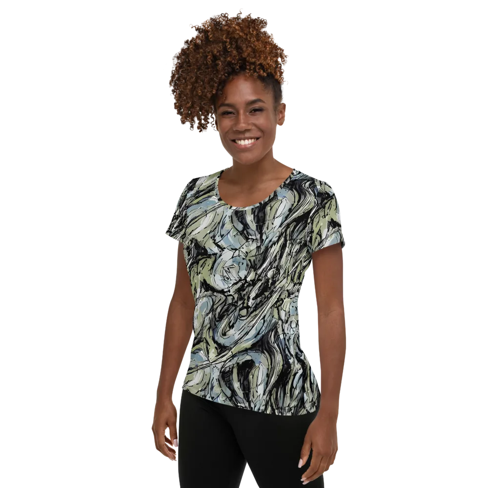 Marble Nocturne on Women's Athletic T-Shirt — Left